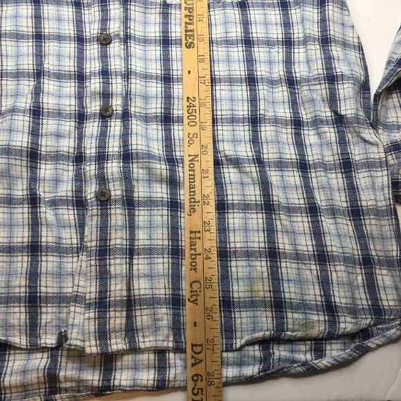 Faded Glory Mens Blue  White Plaid Button Shirt Long Sleeve Size Large 42-44 - Picture 9 of 9